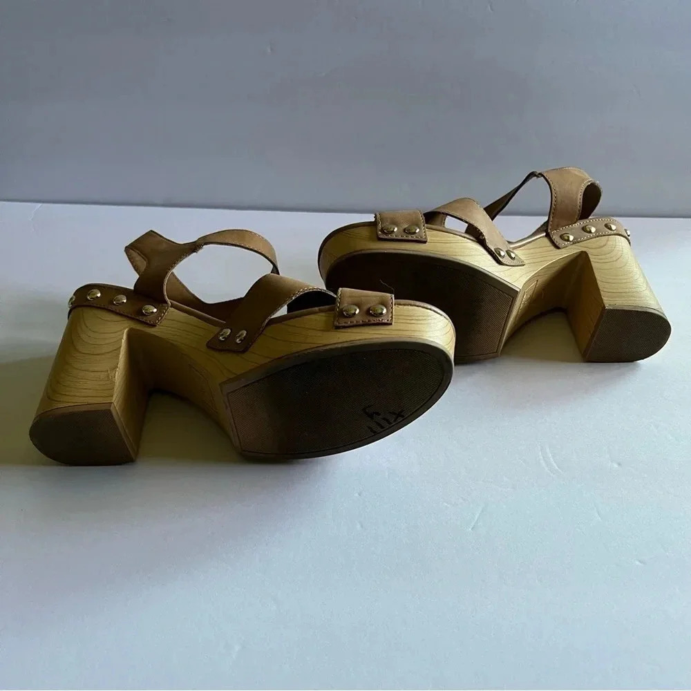 Sun + Stone Womens Delestep Tan Faux Leather Ankle Strap Block Heels Size‎ 9 - Picture 9 of 11